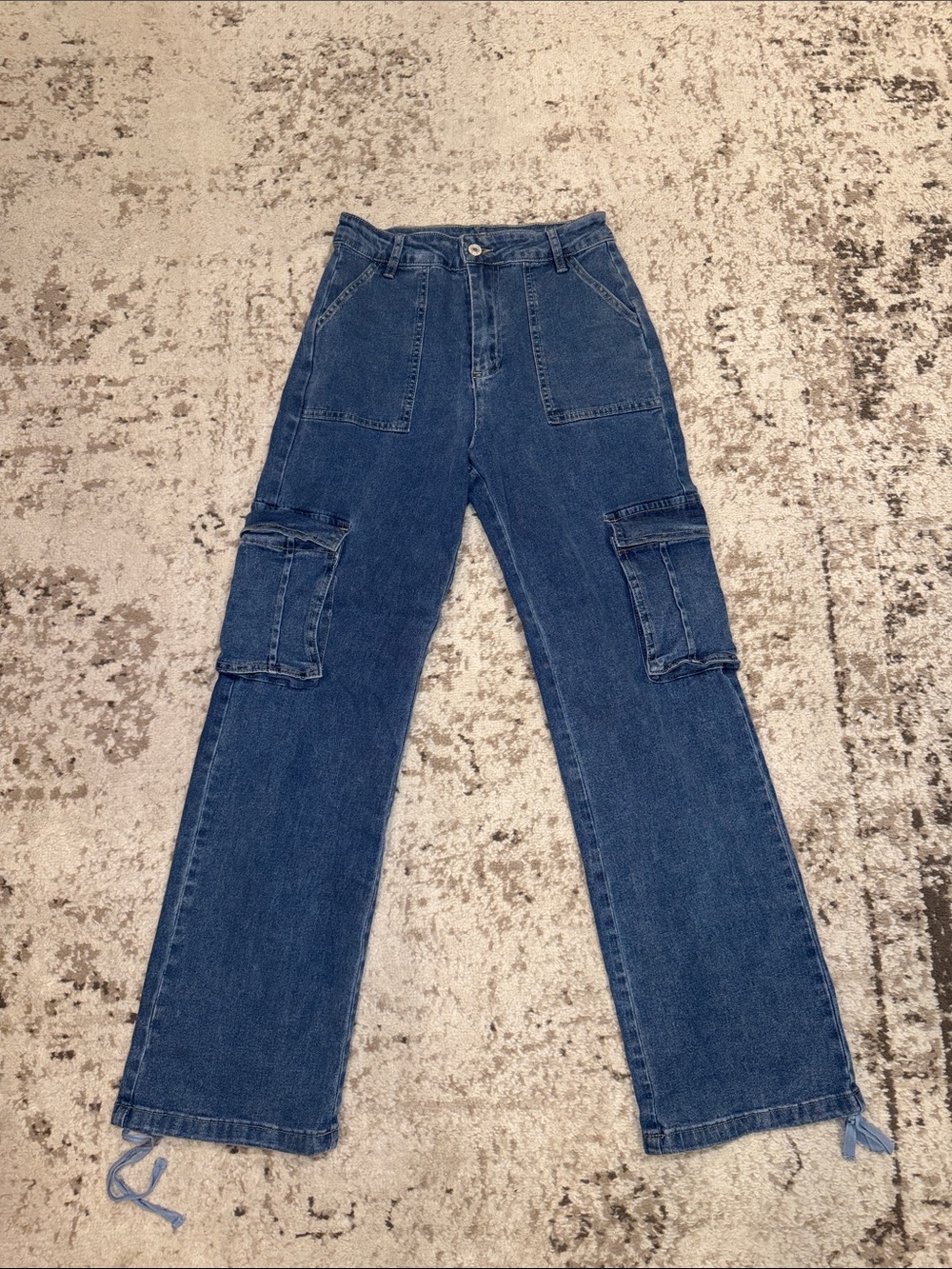 High Waisted Cargo Denim Jeans